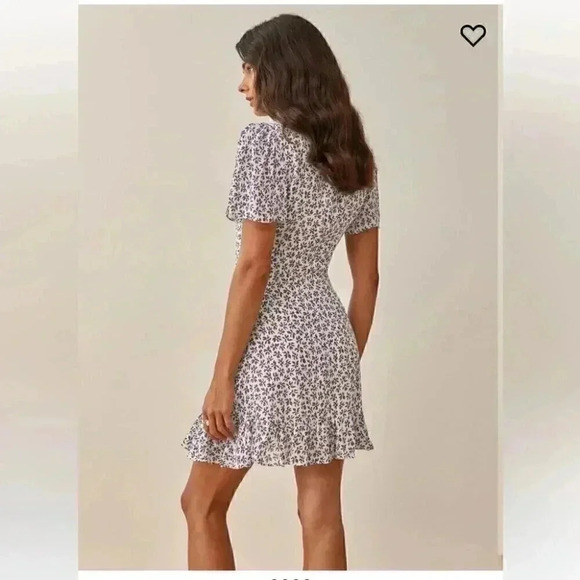 NWT Reformation  White & Blue Floral Beesley Dress IN US 2 - Picture 6 of 7